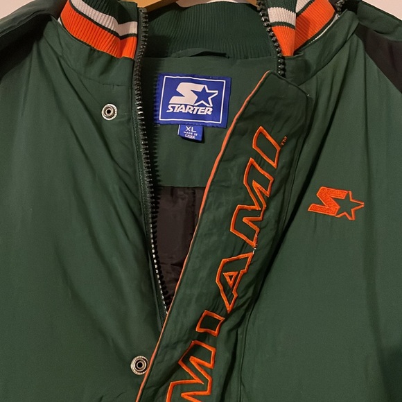 Vintage Miami Hurricanes Hooded Starter Jacket 1/2 Zip NCAA "THE U" Size XL - Picture 3 of 15